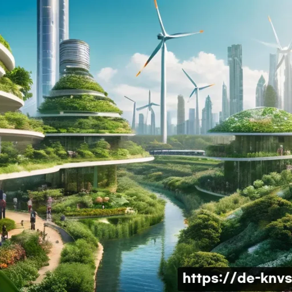 윤리적 투자와 지속 가능한 발전 목표 SDGs - **Prompt:** A vibrant, futuristic cityscape where nature and advanced sustainable technology seamles...