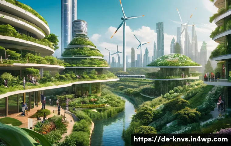 윤리적 투자와 지속 가능한 발전 목표 SDGs - **Prompt:** A vibrant, futuristic cityscape where nature and advanced sustainable technology seamles...