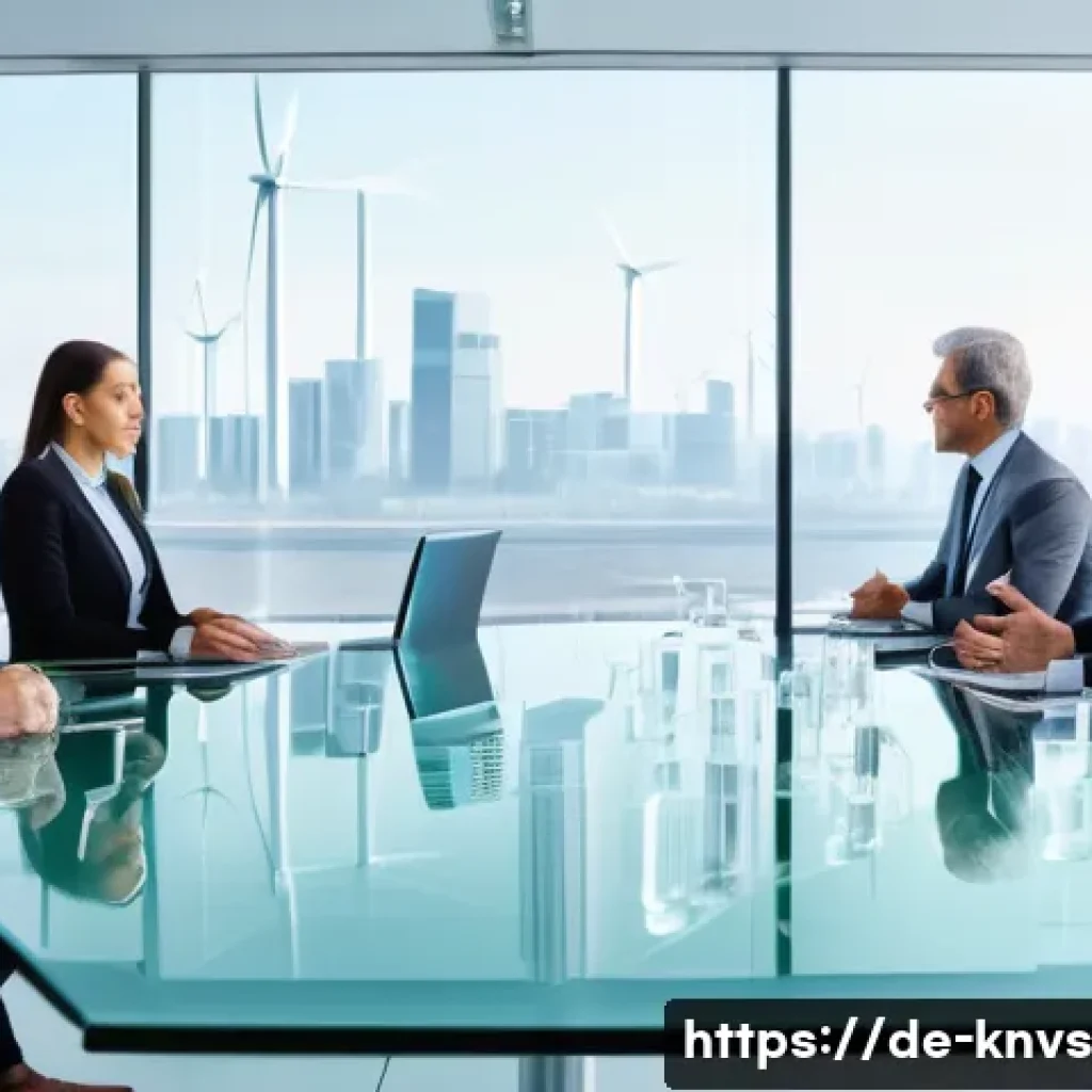 윤리적 투자로 사회에 기여하기 - A modern European financial advisor’s office scene, featuring a diverse group of professionals discu...