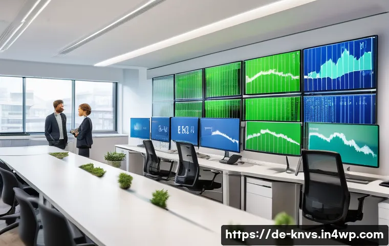 윤리적 투자와 투자자 보호 제도 - A modern, bright office scene in a German financial firm showing diverse professionals analyzing sus...